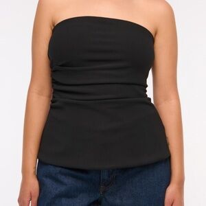 Abercrombie strapless side ruched top in chocolate brown